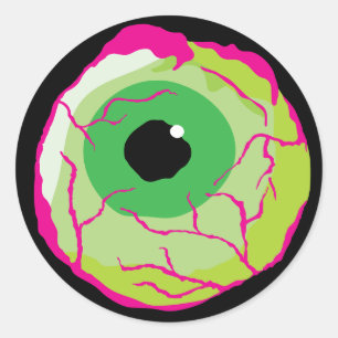 Adesivo Redondo Cute Spooky Engraçado Zombie Eyeball