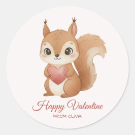 Adesivo Redondo Cute Squirrel with Heart Valentine's Day