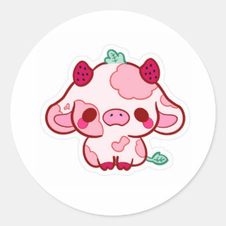 Adesivo Redondo cute stiker cow