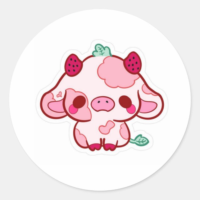 Adesivo Redondo cute stiker cow  (Frente)