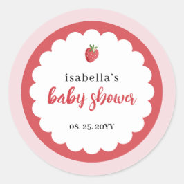 Adesivo Redondo Cute Strawberry Baby Shower Favor