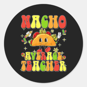 Adesivo Redondo Cute Taco Nacho Professor Médio Cinco De Mayo Mexi