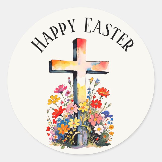 Adesivo Redondo Cute teal bunny happy Easter stickers (Frente)
