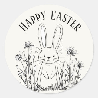 Adesivo Redondo Cute teal bunny happy Easter stickers