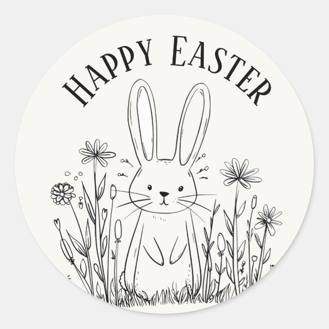 Adesivo Redondo Cute teal bunny happy Easter stickers (Frente)