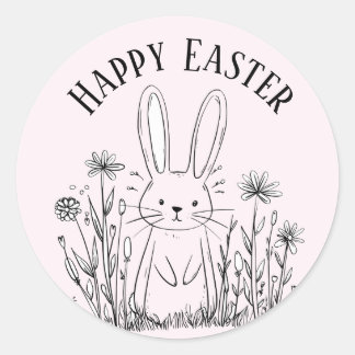 Adesivo Redondo Cute teal bunny happy Easter stickers