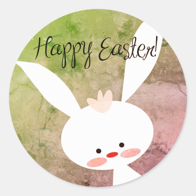 Adesivo Redondo Cute teal bunny happy Easter stickers (Frente)