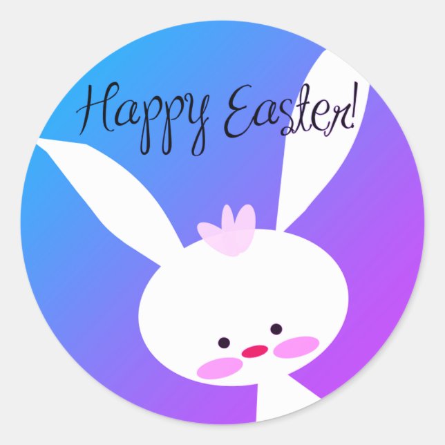 Adesivo Redondo Cute teal bunny happy Easter stickers (Frente)