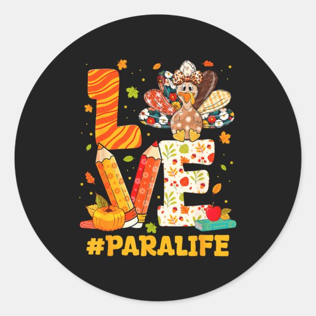 Adesivo Redondo Cute Thanksgiving Love Para Teacher Turkey Autumn  (Frente)