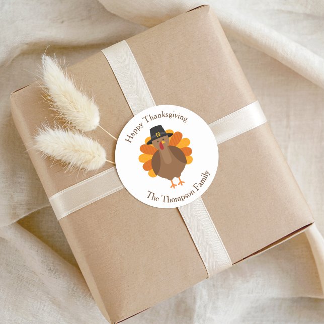 Adesivo Redondo Cute Thanksgiving Turkey | Fall Envelope Seal (Criador carregado)