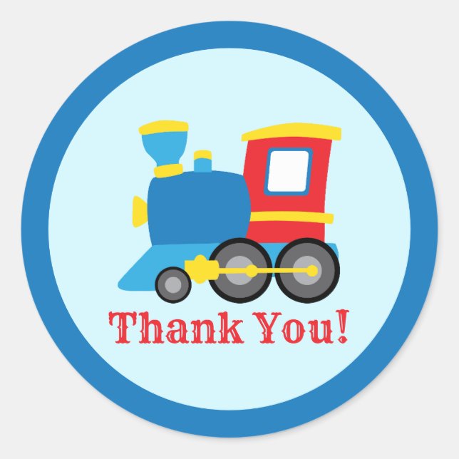 Adesivo Redondo Cute Train Birthday Party (Frente)