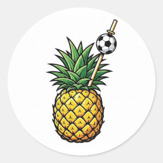 Adesivo Redondo Cute Tropical Soccer Pineapple Summer Sports Stick