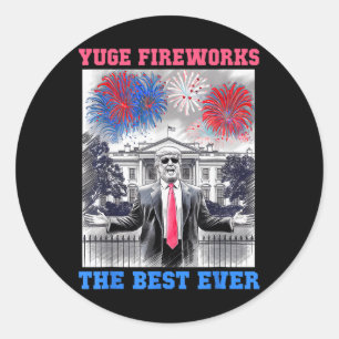 Adesivo Redondo Cute Trump 4 De Julho Yuge Fireworks Usa Flag Sum