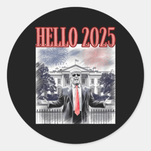 Adesivo Redondo Cute Trump Hello 2025 Ano Novo Da Conservadora Da