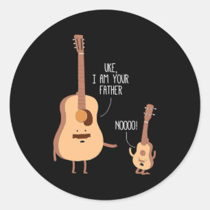 Adesivo Redondo Cute Uke I Am Your Father Funny Ukulele Guitar