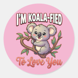 Adesivo Redondo Cute Valentine Koala – I’m Koala-Fied to Love You