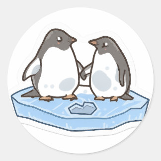 Adesivo Redondo Cute Valentine’s Penguin Sticker 