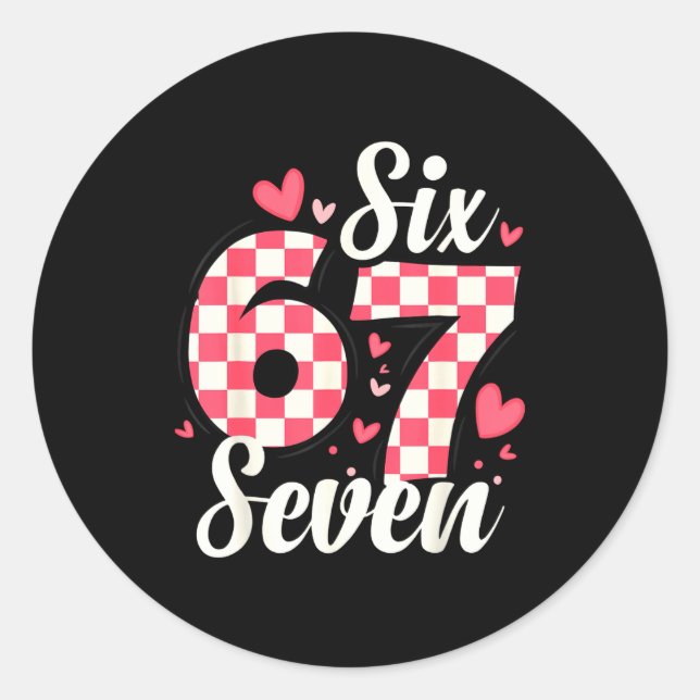 Adesivo Redondo Cute Valentine Six Seven Checkerboard Love Nk Hear (Frente)