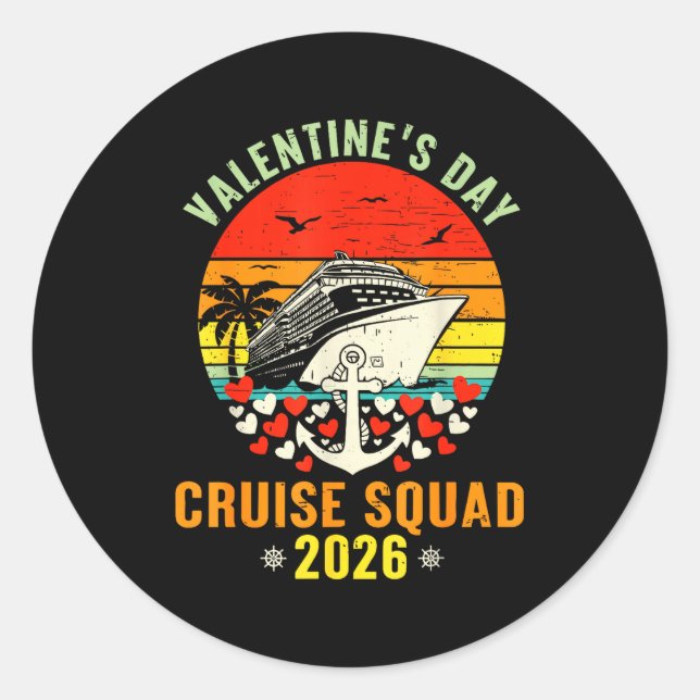 Adesivo Redondo Cute Valentines Day Cruise 2026 Matching Cruise Fo (Frente)