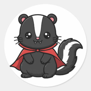 Adesivo Redondo Cute Vampire Skunk Halloween