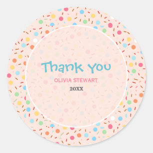 Adesivo Redondo Cute Watercolor Baby Sprinkle Obrigado