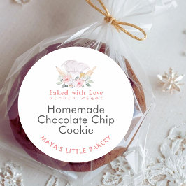 Adesivo Redondo Cute Watercolor Chef Hat Bakery Product Name