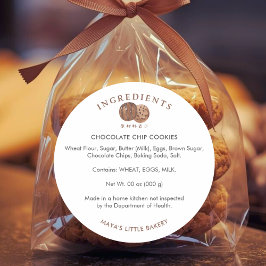 Adesivo Redondo Cute Watercolor Chocolate Cookie Ingredient 