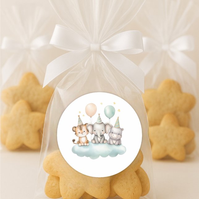 Adesivo Redondo Cute watercolor Safari Baby Animal Sticker (Criador carregado)