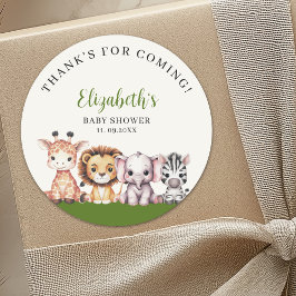 Adesivo Redondo Cute Wild Animals Baby Shower Boy