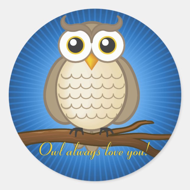 Adesivo Redondo Cute Wise Owl | Vinheta (Frente)