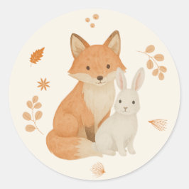 Adesivo Redondo Cute Woodland Animal Sticker – Fox & Bunny Baby Sh