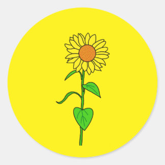 Adesivo Redondo Cute yellow sunflower for small business packing