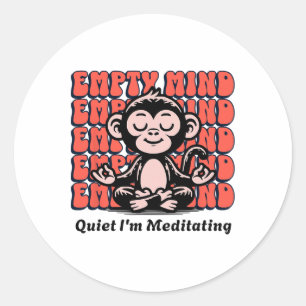Adesivo Redondo Cute Yoga Pose Macaco Meditando, Meditação para In