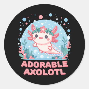 Adesivo Redondo Cutense Aquática Axolotl Adorável
