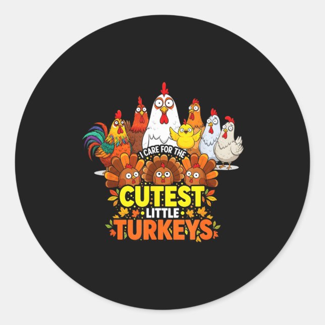Adesivo Redondo Cutest Little Turkeys Funny Thanksgiving Teacher D (Frente)