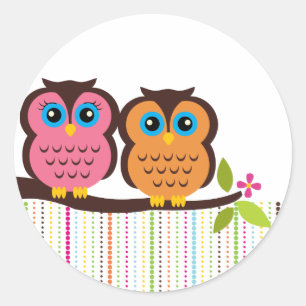 Adesivo Redondo Cutesy Owl Stickers