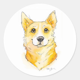 Adesivo Redondo Cutie Corgi