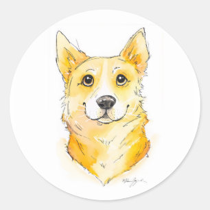 Adesivo Redondo Cutie Corgi