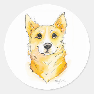 Adesivo Redondo Cutie Corgi