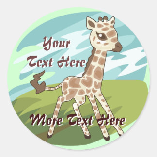 Adesivo Redondo Cutie Giraffe Stickers