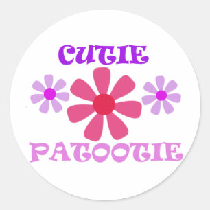 Adesivo Redondo Cutie Patootie com flores