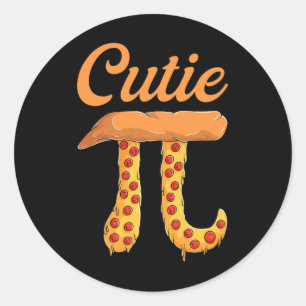 Adesivo Redondo Cutie Pizza Pi Day Vintage Retro Math Lover
