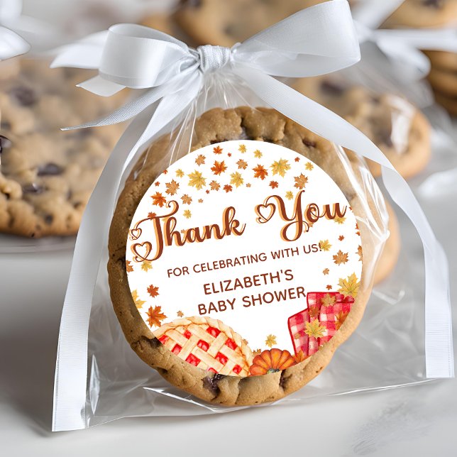 Adesivo Redondo Cutie Pumpkin Fall Chá de fraldas Obrigado (Criador carregado)