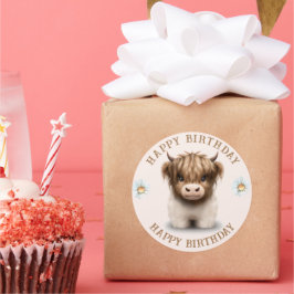 Adesivo Redondo Cuzal Highlands Scottish Cow