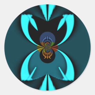 Adesivo Redondo Cyan Abstrato Art Impressão