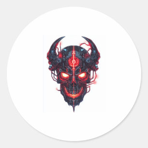 Adesivo Redondo Cyber Demon Skull Lord