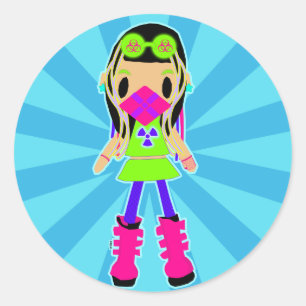 Adesivo Redondo Cyber Girl X Stickers