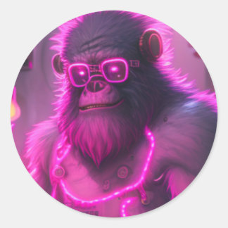 Adesivo Redondo Cyborg Gorilla Mecha Steampunk Estilo