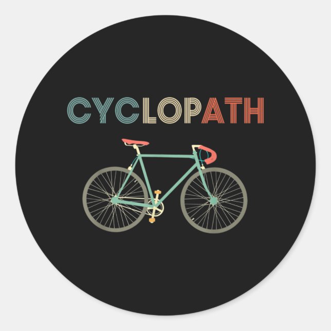 Adesivo Redondo Cyclopath Funny Bicycle Cyclist Humor (Frente)