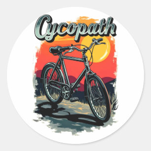 Adesivo Redondo Cycopath: Sunset Bike Design